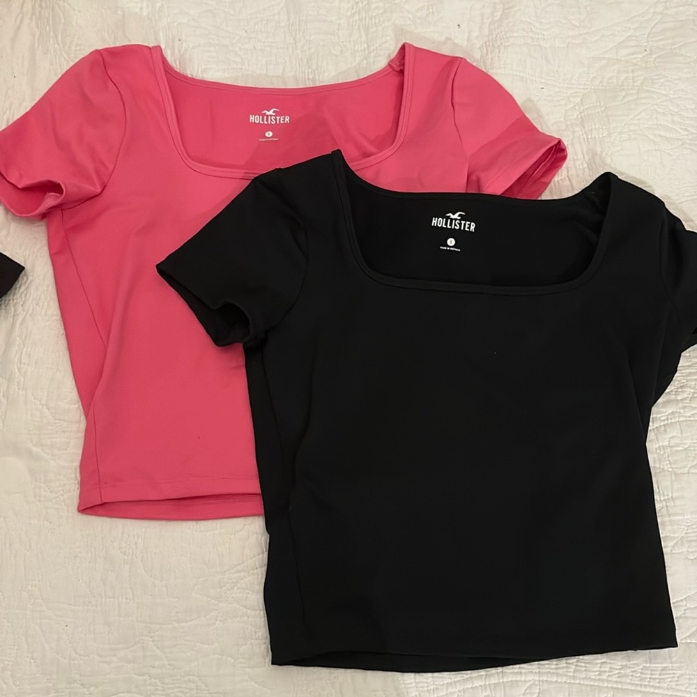 Pink and black croppedish tee